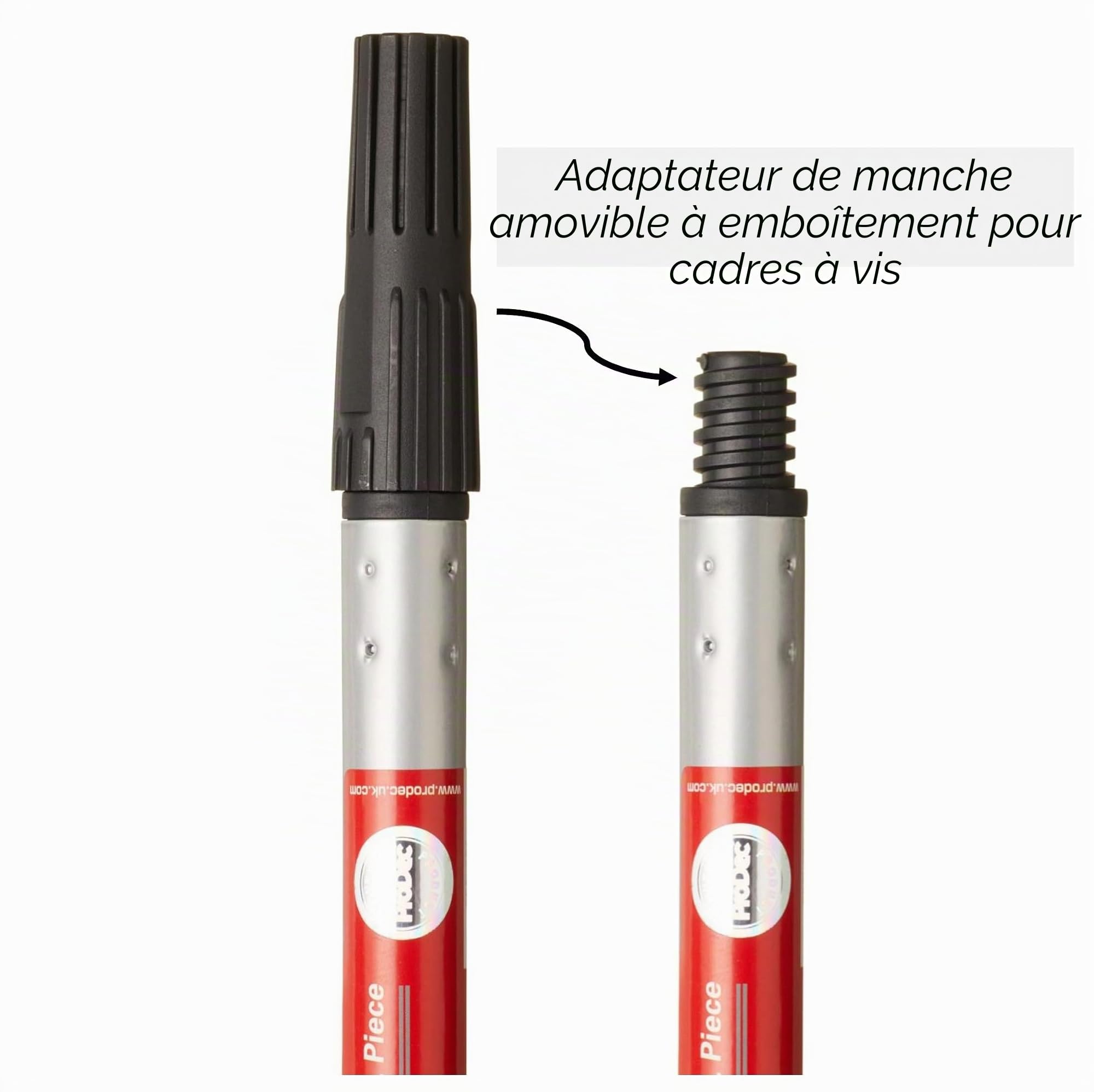 ProDec Perche en acier de longueur fixe 1,2 m pour montures de rouleau, compatible avec les montures à visser et à emboîter