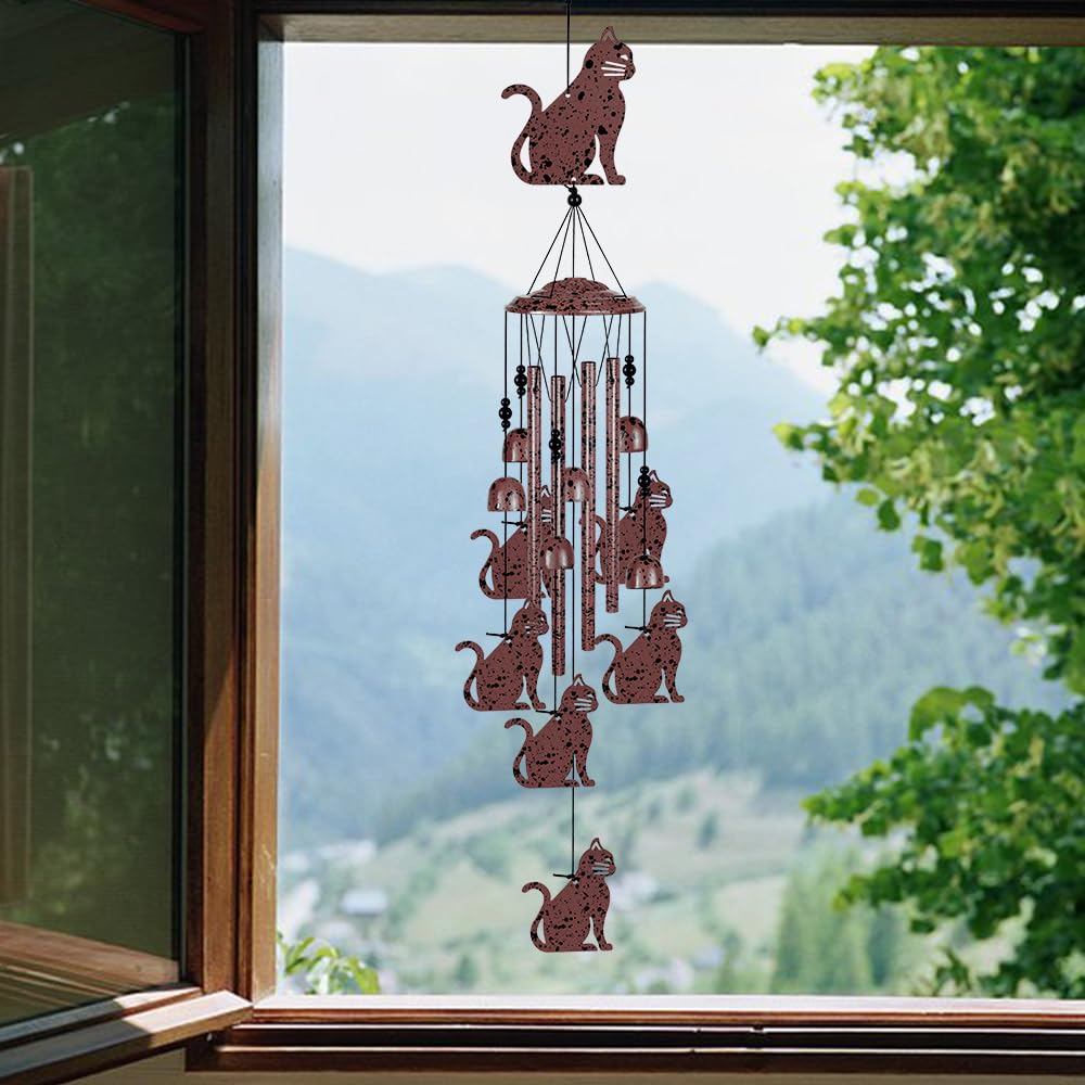 Katzen-Windspiel, für drinnen und draußen, handgefertigt, Windfänger, Musik-Windspiel, Katzenspiel, Segen-Windspiel, mobile Katzen-Windglocken, Geschenke für Mutter, Zuhause, Balkon, Baum, Festival,
