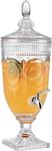 MOLIGOU Dispensador de bebidas de vidrio de 0.8 galones, dispensador de bebidas con grifo de acero inoxidable, elegante dispensador de bebidas para