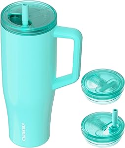KISSKIND 40 oz Lumispin Tumbler with Handle and Hidden Straw, 100% Leak Proof Water Cup with Handle, Insulated Water Bottle for Travel, Mom, Nurse, Teacher, Student, Frosted Mint