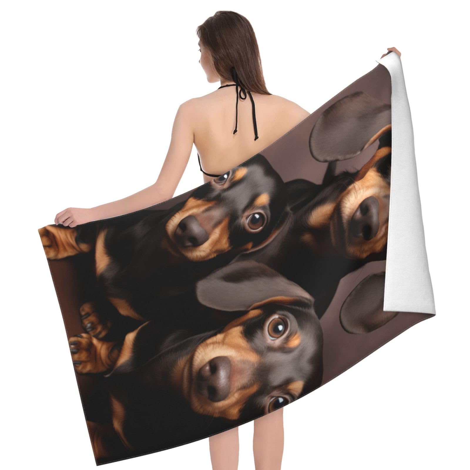 VANZEV Dachshund Beach Towel Wiener Dog Microfiber Sand Free Towels for Adult Kids Quick Dry Ultra Absorbent Super Soft Pool Travel Swim Bath Shower Towel Gifts 52” x 32”