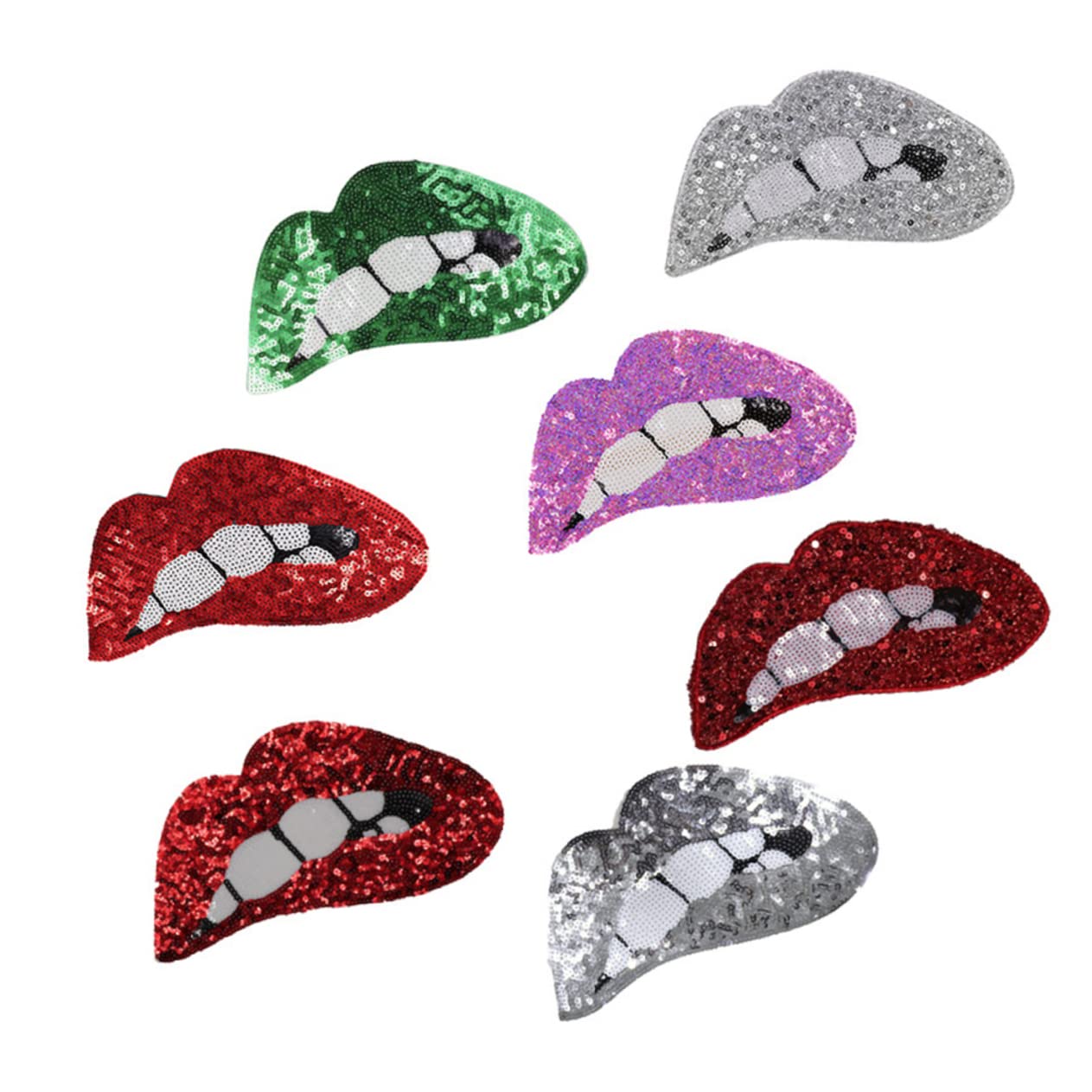 21pezzi Patches per Abbigliamento Paillettes Forma di Labbra Toppe Decorative per Jeans Gonne e Borse Stile Casual e Creativo per Fai da Te