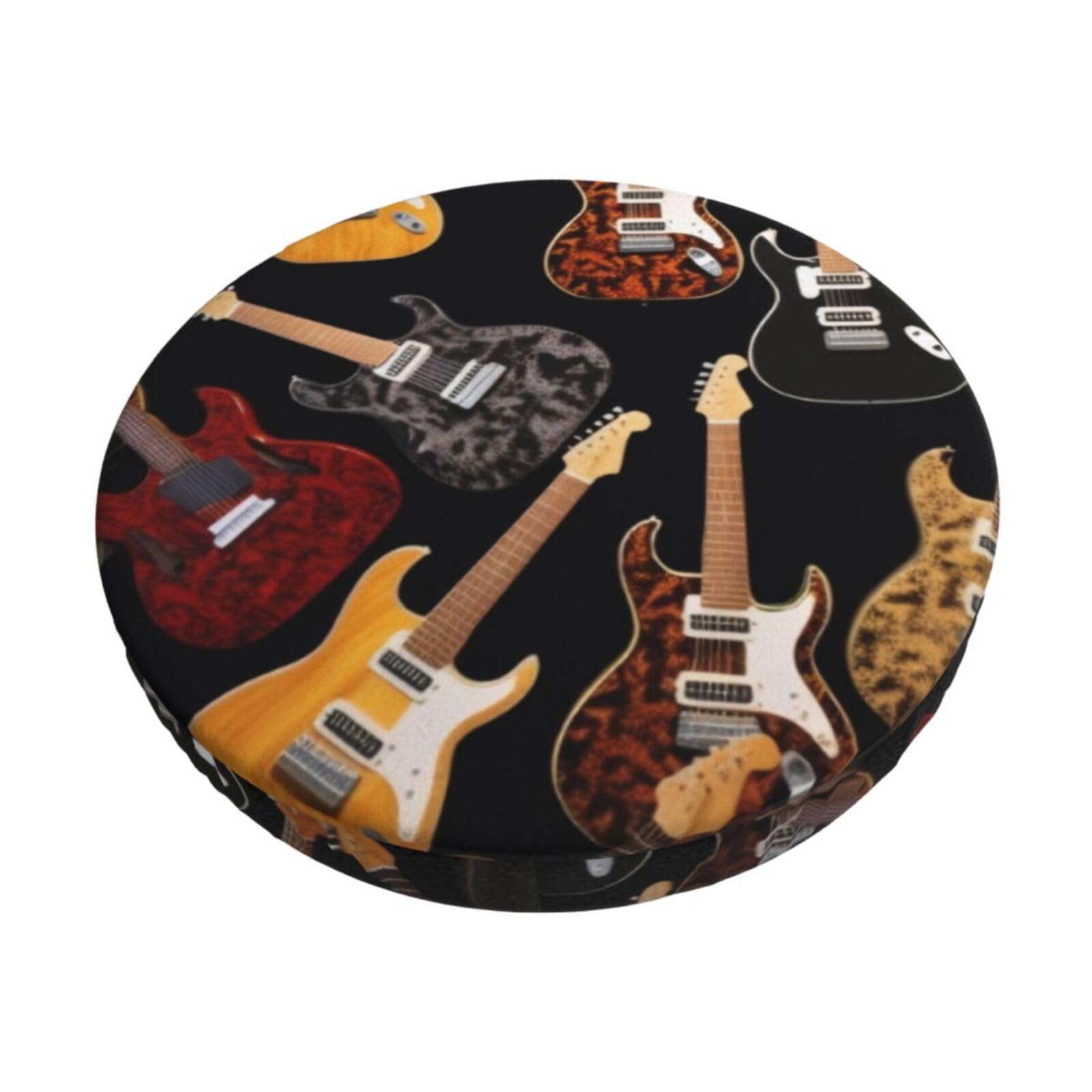 ZHONGSK Stool Covers Round Bar Chair Cushion Cover | Guitars | Washable Stool Cushion Slipcover, Elastic Design Bar Chair Pad Cover For 12 In,13 In,14 In