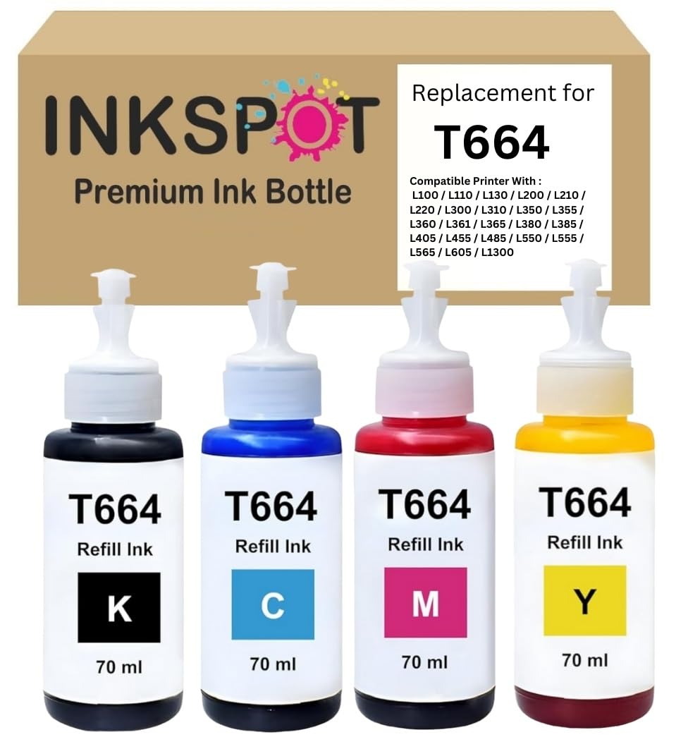 INKSPOT T664 Compatible Ink for Epson L100, L110, L130, L200, L210, L220, L300, L310, L350, L355, L360 L361, L365, L380, L385, L405, L455, L485, L550, L555, L565 Printer (Black 2pc) (B0DDTZMBDF) Amazon Price History, Amazon Price Tracker