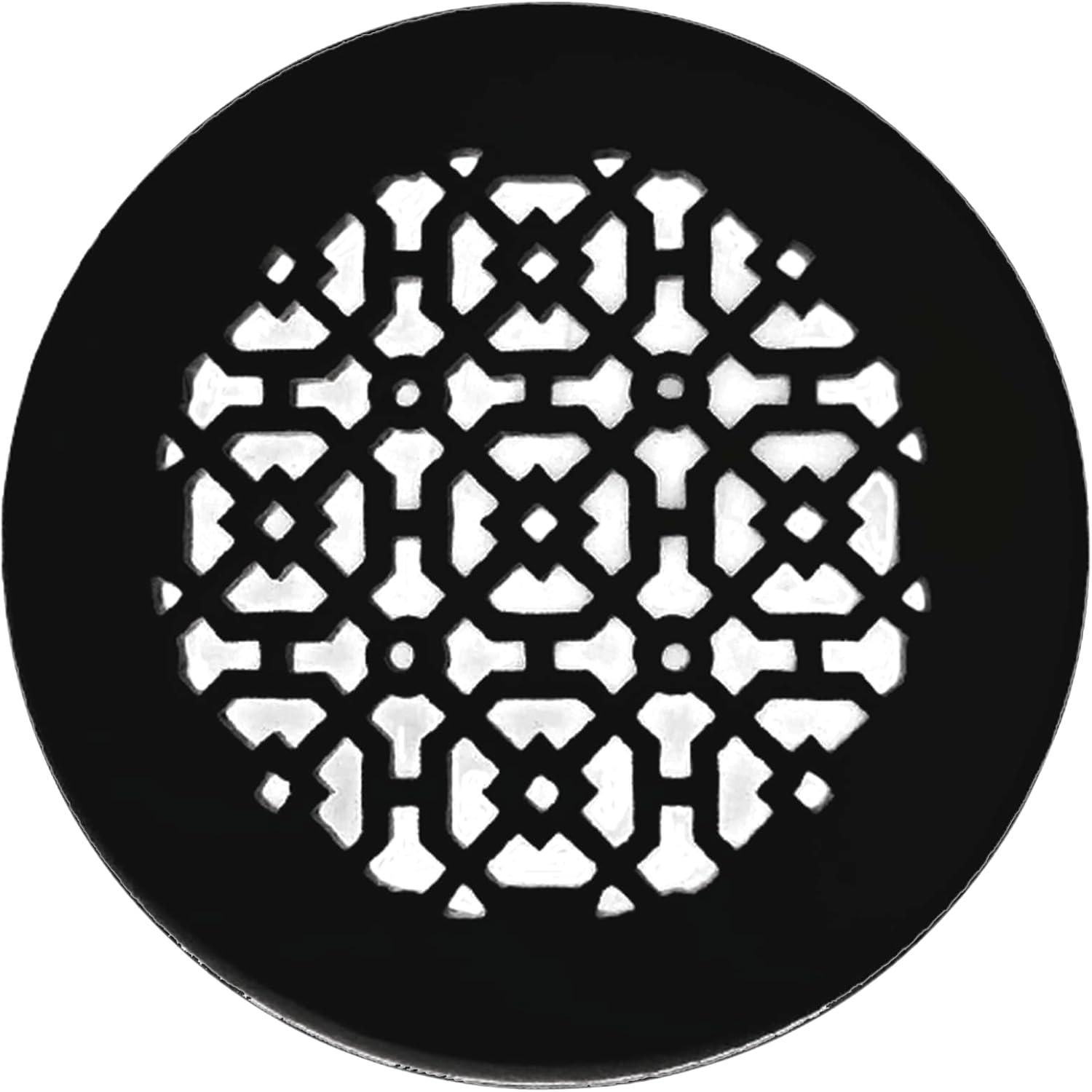 Achtek 7" Duct (8-1/2" Round Overall Size) Solid Cast Aluminum Round Grill | Powder Coated | for Floor-Black Without Screw Holes