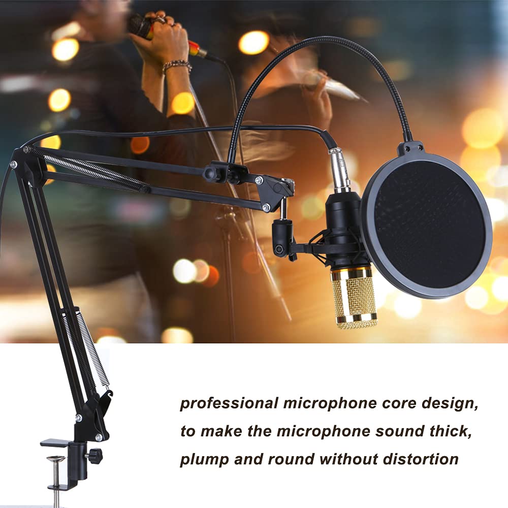 ACAGALA Multifunctional Live Sound Card and Suspension Microphone Kit Broadcasting Recording Condenser Microphone Set Intelligent Audio Mixer Sound Card for Computer PC Live Sound