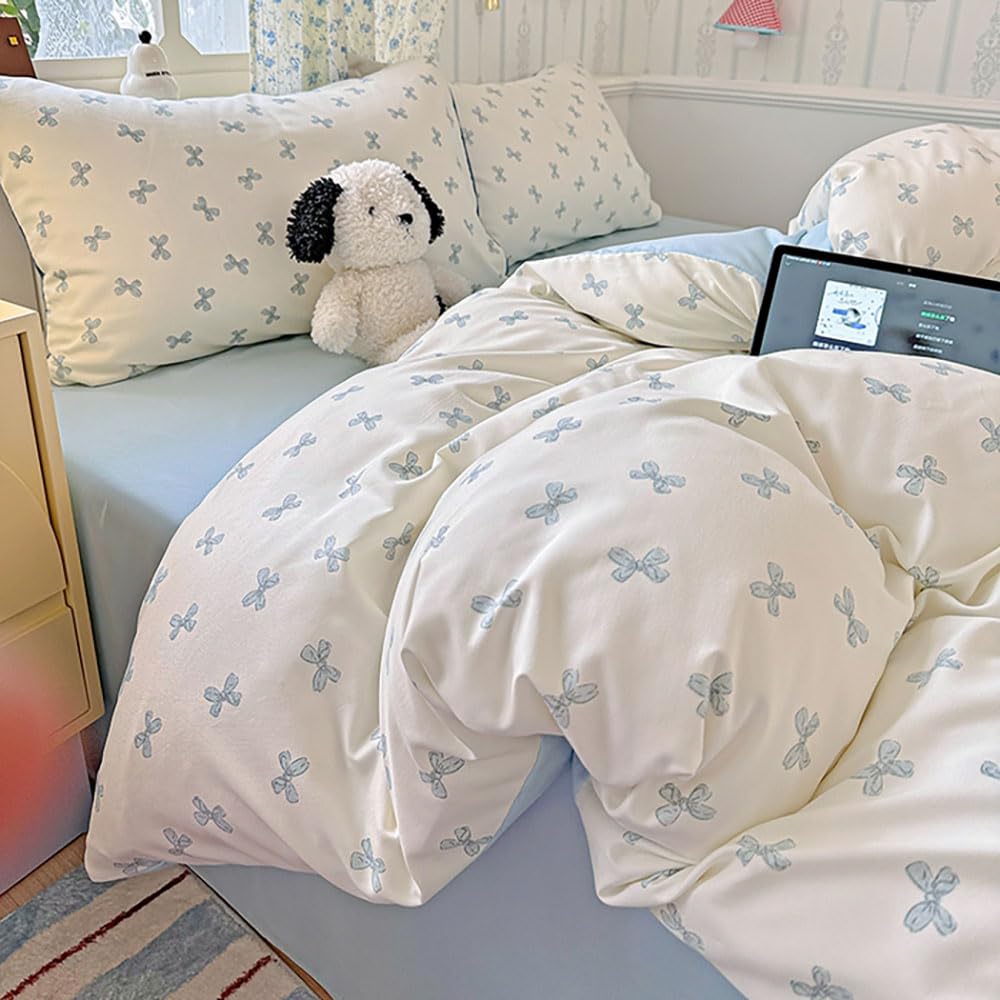 Covebett Bettwäsche Herzen Herz Bettbezug Set Microfaser Kawaii Aesthetic Mädchen Kinder Deckenbezug und Kissenbezug 80x80 mit Reißverschluss