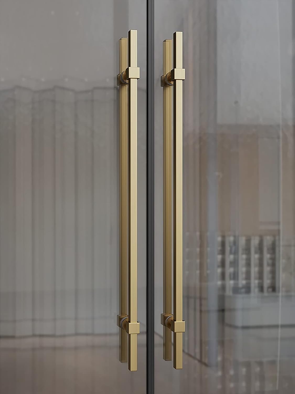 Poignées de porte en acier inoxydable dorée push pull de 180cm grand format