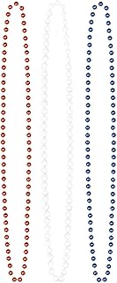 Beistle Small Beaded Necklaces, Red/White/Blue