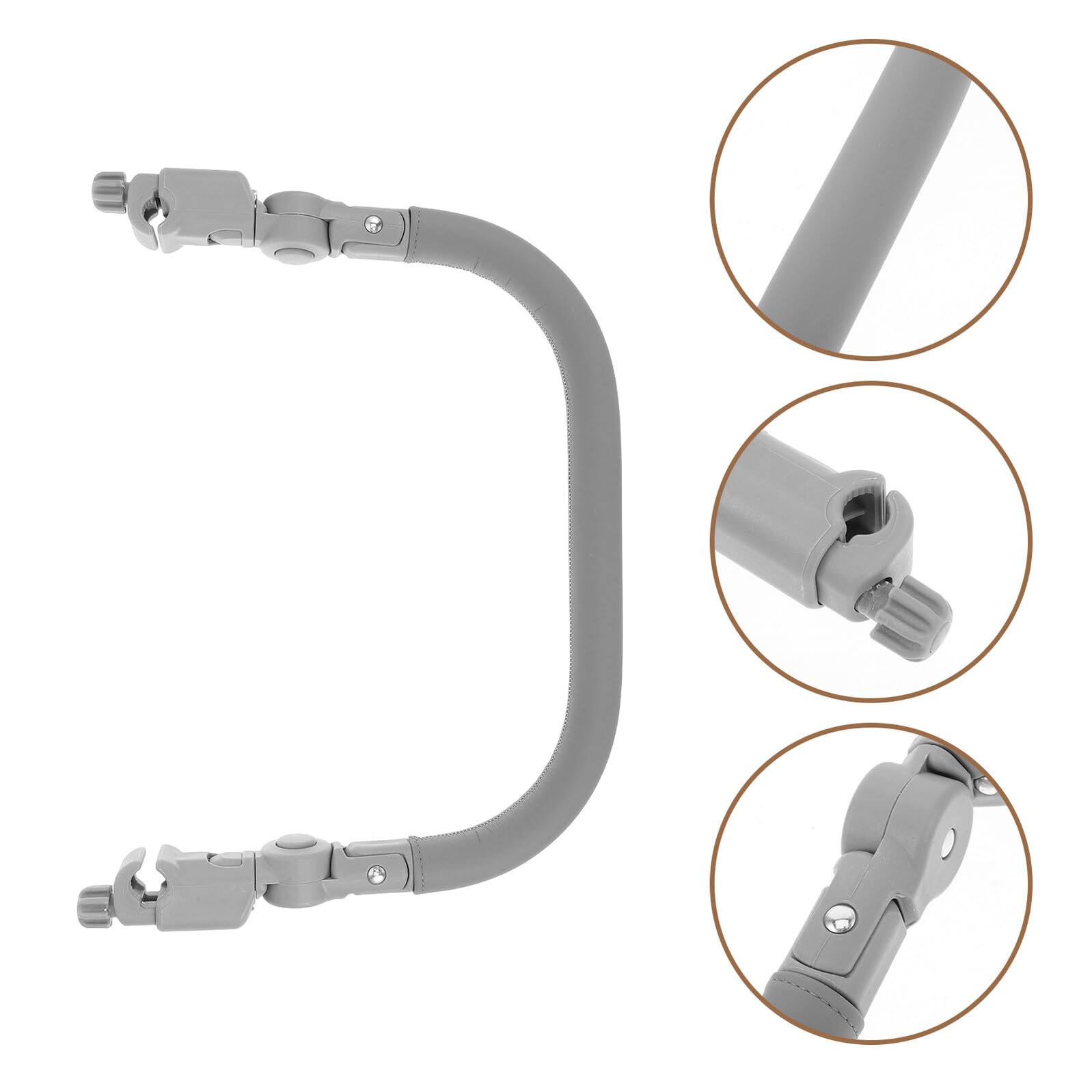 Barre d'Appui Universelle pour Poussette, Garde-Corps de Sécurité avec Repose-Pieds Rallongé, Main Courante Réglable et Amovible pour Bébé, Accessoire de Poussette Confort, Gris