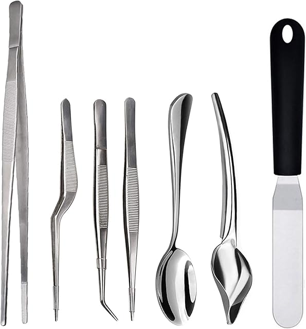 Rivoean Culinary Specialty Tools Set ,Professional Chef Cooking Plating Kit, 7 Pieces, Stainless Steel