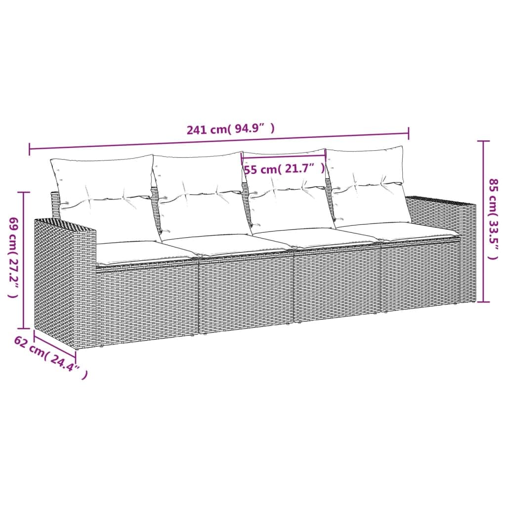 vidaXL Set Divano da Giardino 4 pz con Cuscini Marrone in Polyrattan