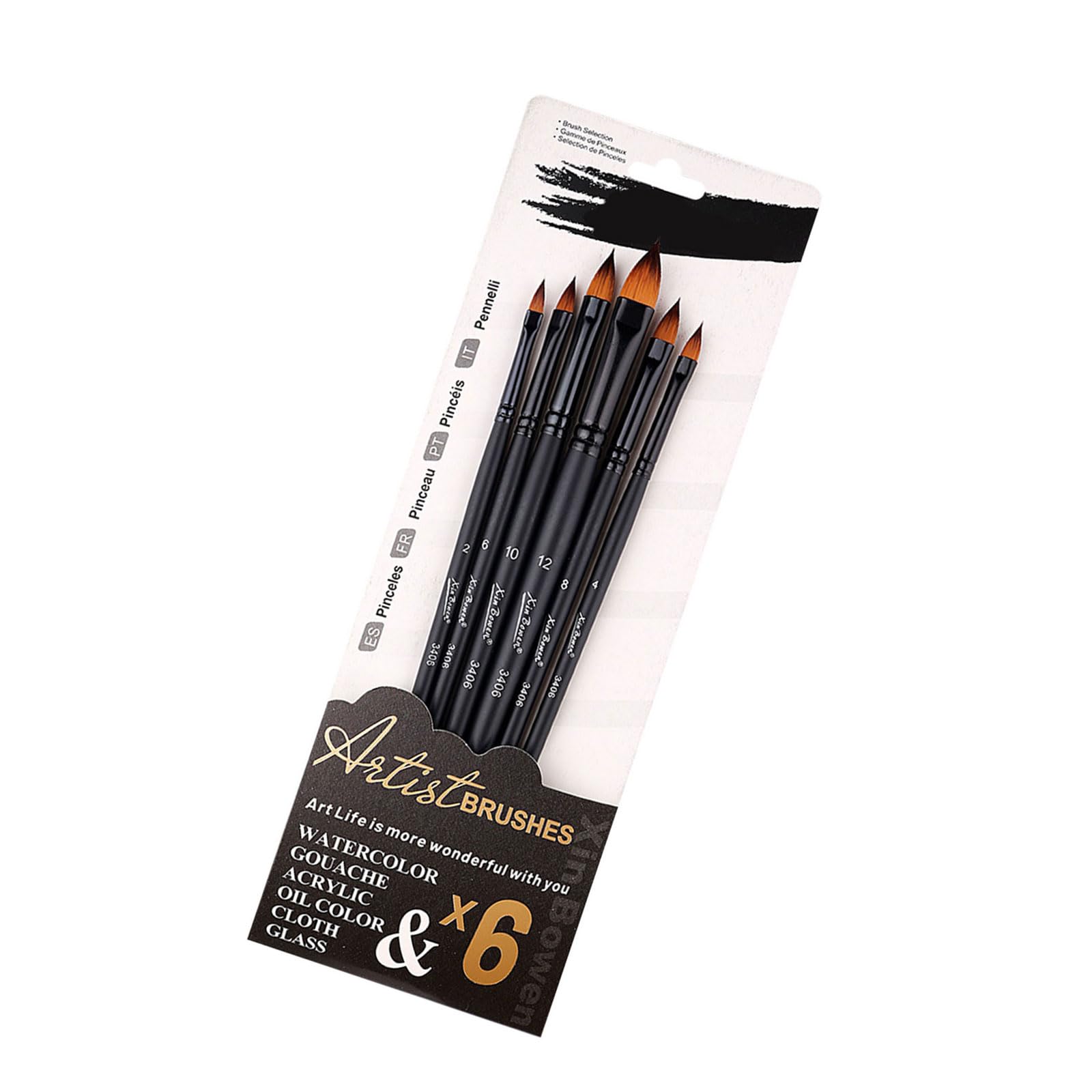 Jazuaiao A 6 Pcs Paint Brushes Nylon Hair Painting Brushes Painting Detail Brush Rtist For Watercolor Oil Body