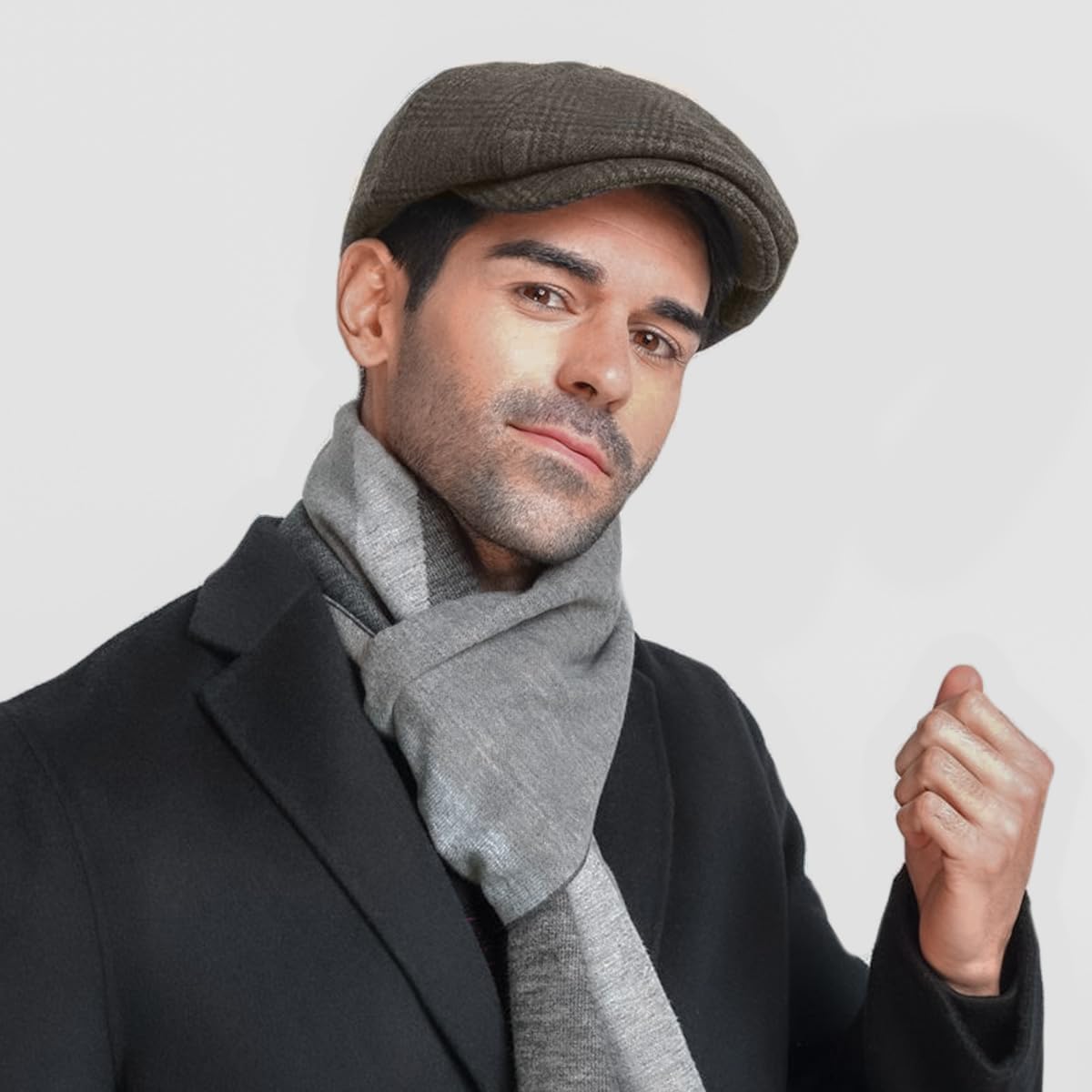 LumiSyne Vintage Berretto Piatto Coppola Uomo Donna 8 Pannelli Cappello Baker Boy Tweed a Spina di Pesce Misto Lana Regolabile Baschi Scozzesi Berretto Gatsby Newsboy cap Cappellino Autunno Invernale