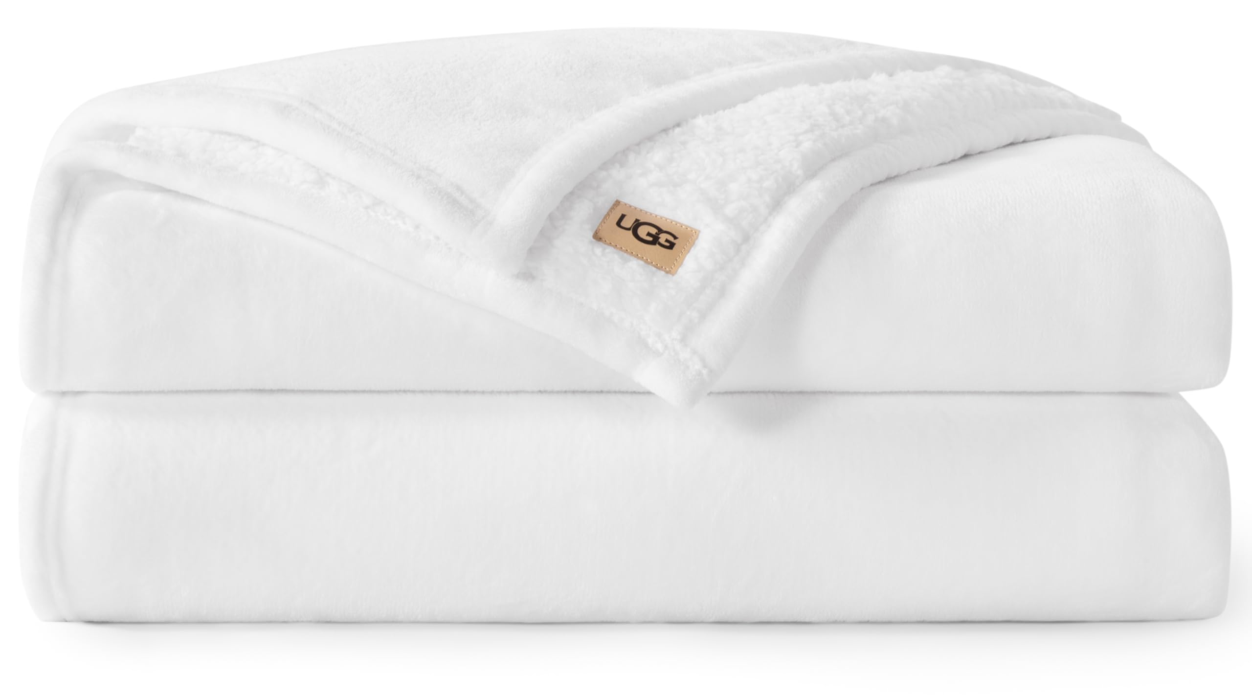 Photo 1 of UGG Nita Full/Queen Blanket, Cozy Soft Queen Bedding, Plush Fleece Blanket for Bed, Extra Large Throw for Couch, Luxury Bedroom Decor, 90-inch x 90-inch, White Snow