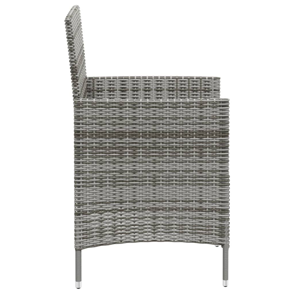 Sedie da giardino con cuscino, 4 pezzi, in polyrattan, grigio | Telaio in acciaio verniciato a polvere, rattan sintetico, impermeabile, facile da pulire, portata fino a 110 kg