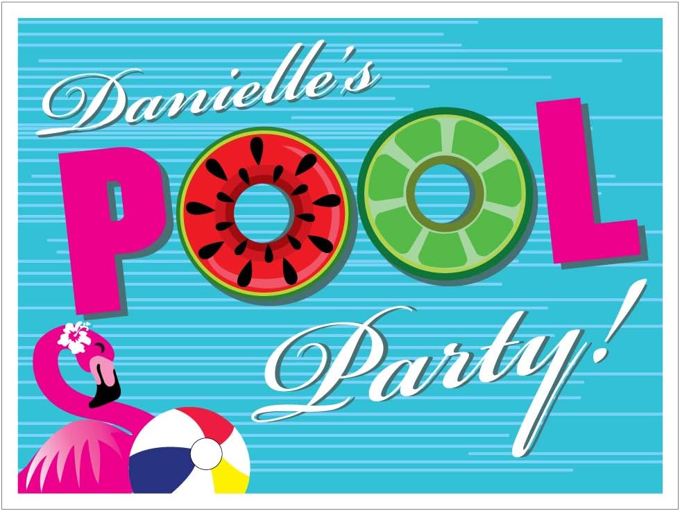 VictoryStore Custom Pool Party Supplies: Pool Party Sign 18 inches x 24 inches Set of 2 Includes Stakes