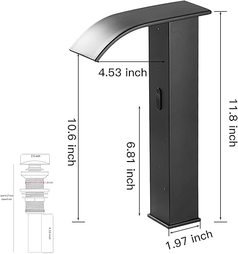 Miniatura 2 de Grifo de recipiente negro para baño, sensor de movimiento automático sin contacto, grifos de baño, grifo electrónico alimentado por batería, manos