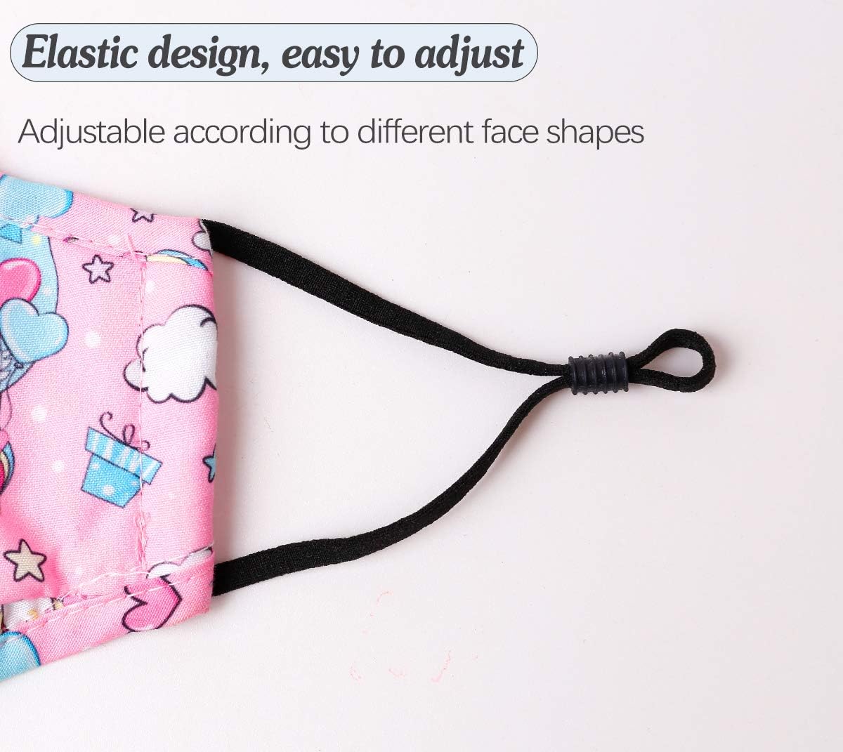 Reusable Face Cover with Adjustable Ear Loops, Kids Cute Designer Breathable Washable Funny Fabric Madks Facecover mascaras para niños, Mermaid Unicorn Pineapple Bling,NOT Intended For Use by Children 2 and Under