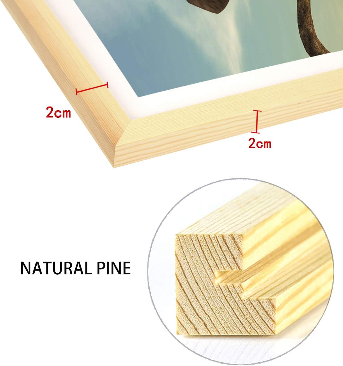 16x20 Diamond Painting Picture Frame， Display Pictures 14 x 18 inch/35x45 cm with Mat or 16 x 20 inch/40x50 cm Without Mat Photo Frames Diamond Art Frame Natural Solid Wood Color (YNCK0051)