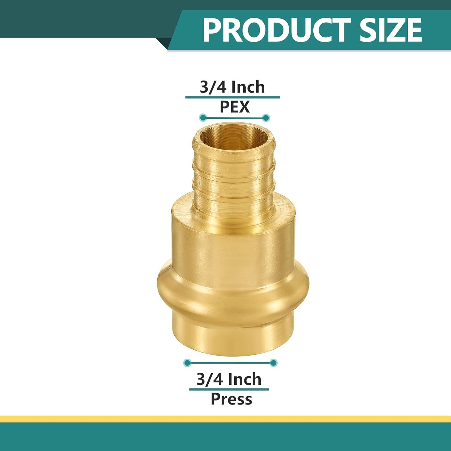 10-Pack Niikappu Brass Press Fitting Adapter, 3/4" Copper Press x 3/4" Pex Crimp Coupling Adapter for Copper and Pex Pipe Connection