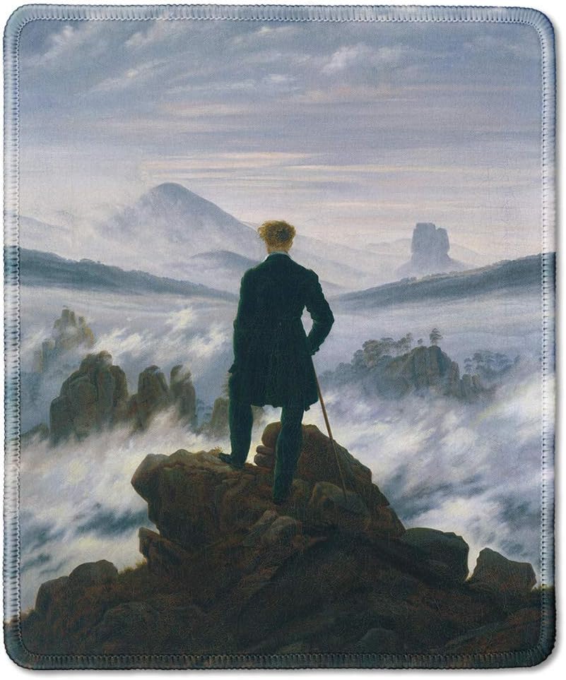 dealzEpic - Art Mousepad - Natural Rubber Mouse Pad with Famous Fine Art Painting of The Wanderer Above the Sea of Fog by Caspar David Friedrich - Stitched Edges - 9.5x7.9 inches