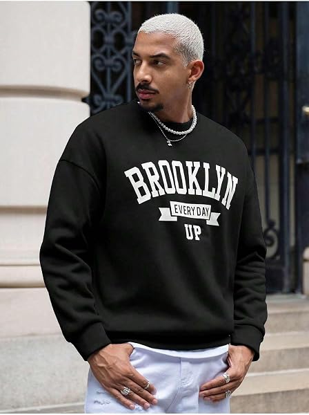 Coko Serisi Manfinity Sporsity Letter Graphic Drop Shoulder Sweatshirt