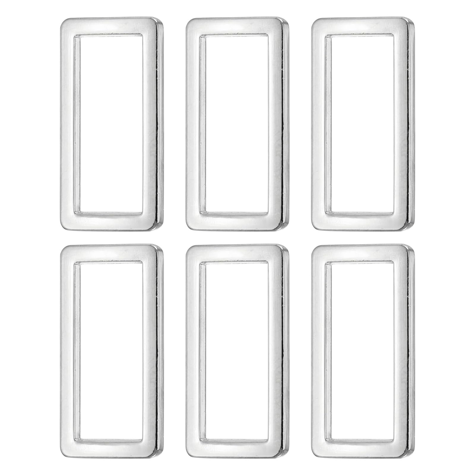 sourcing map 6 Pcs Metal Flat Rectangle Rings Buckle, 1" / 25.7mm Rectangle Rings Square Loop Webbing Belt Buckle for Bag Belt Keychains DIY Loop Purse Making, Silver