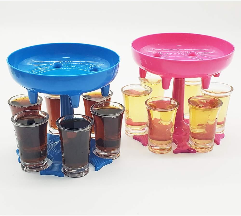 Flаѕh Dеаlѕ - 40% оƒƒ 6 Shot Glass Dispenser and Holder (including 6 Pcs 1.2oz Acrylic Cup),Shots Dispenser, Beverage Dispensers，Bar Shot Dispenser, Cocktail Dispenser, Dispenser With Slogan(Pink)