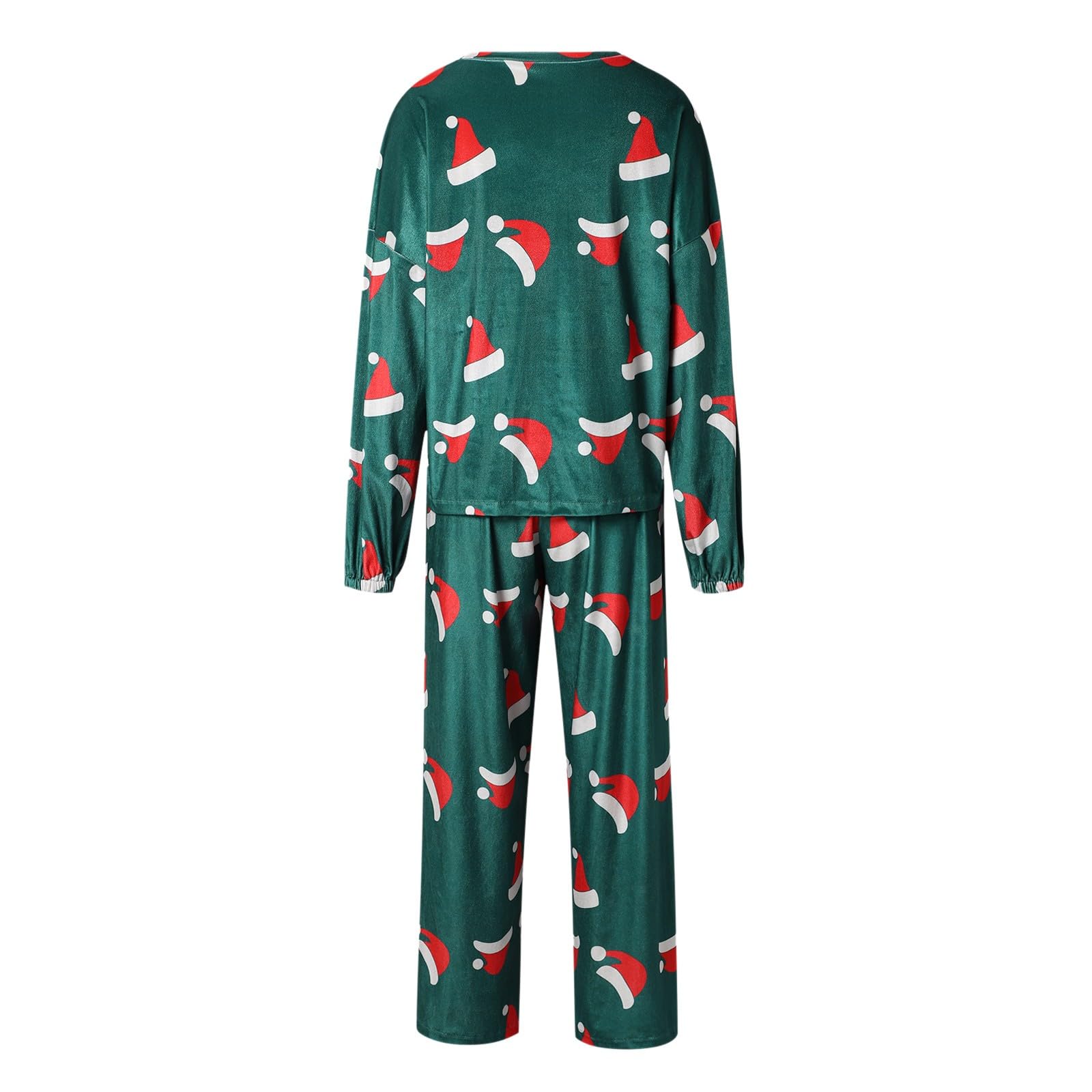 Genérico Pijamas Mujer Manga Larga，Conjunto de Pijama Mujer Invierno Otoño Ropa Confortable Franela Diseño Navideño Gorro Lujo Casual Noche