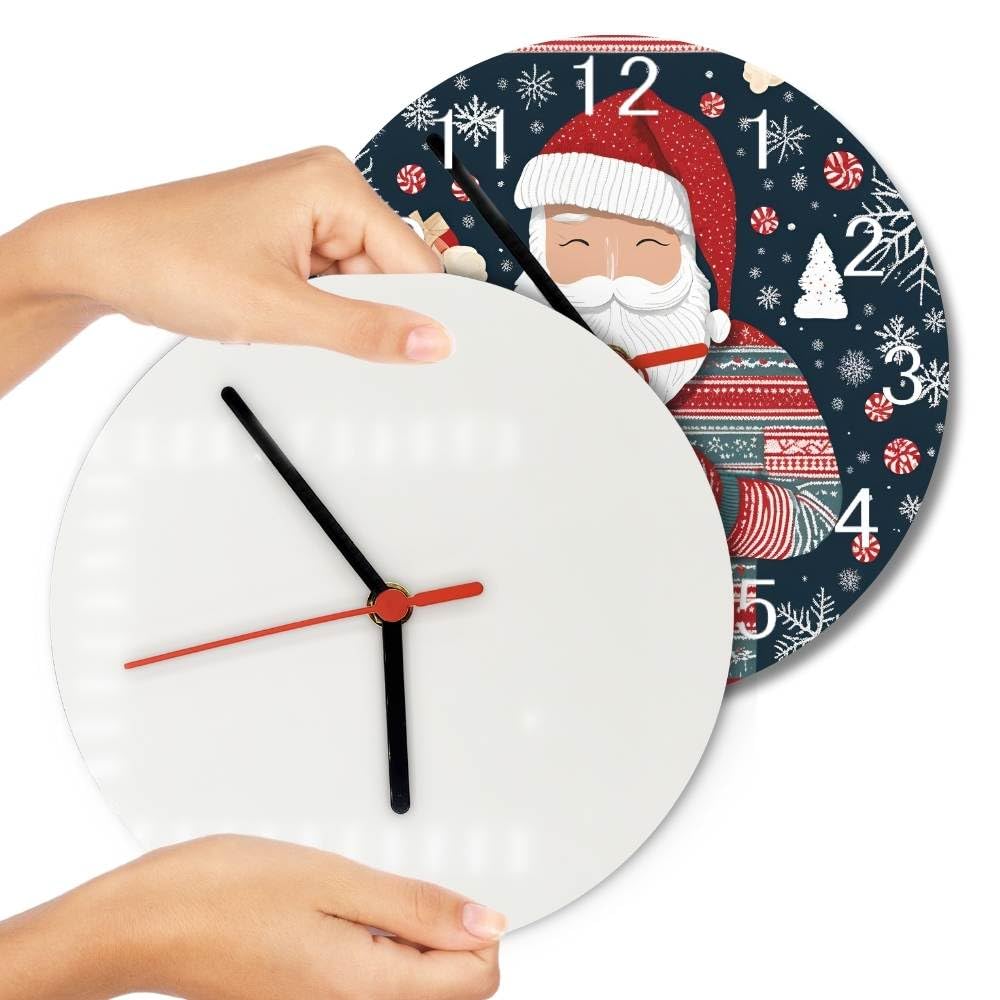 INNOSUB Sublimation Wall Clock Blank 7.9" Round Printing Clock Non-Ticking Custom DIY Decorative Battery Operated Clock USA (1 Pack)