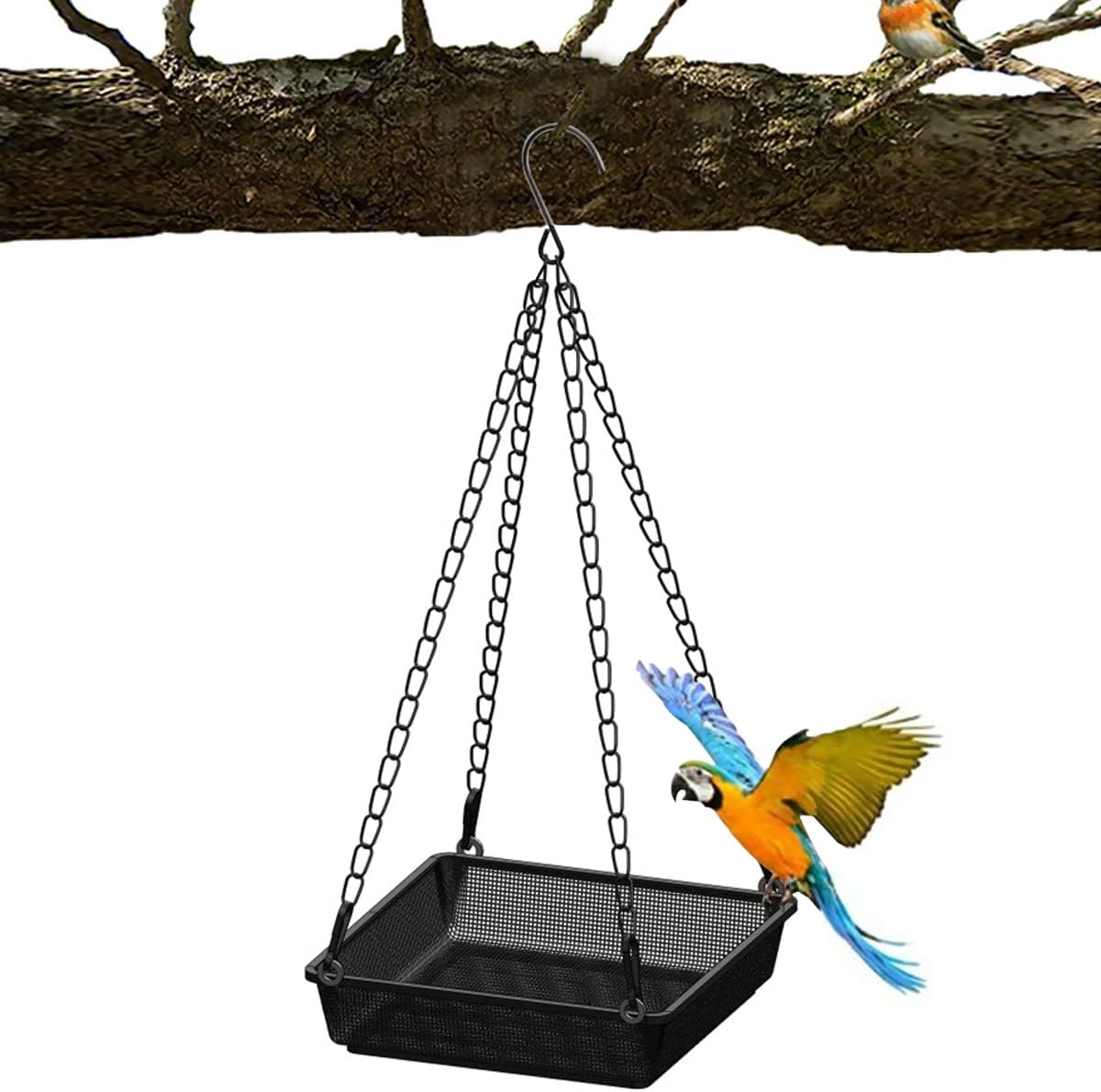 Guador Comedero para pájaros Colgante de Malla metálica, comedero para pájaros Colgante Redondo estación de alimentación de Metal para comedero de pájaros Salvajes Durante Todo el año (Cuadrado)