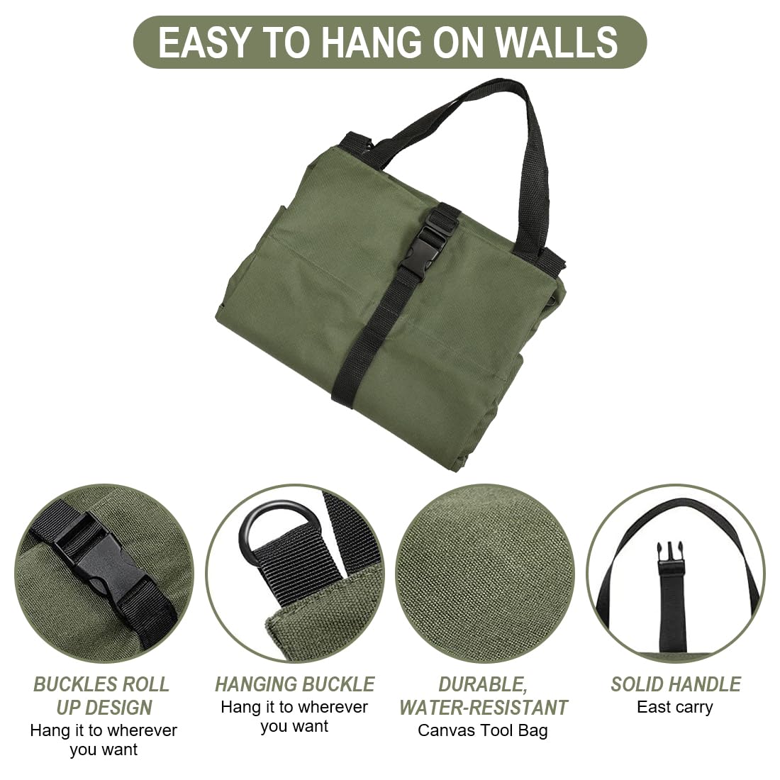 Borsa portautensili Bangbobi, piccola e vuota, con 5 tasche con cerniera, tessuto Oxford, passante per appendere, perfetta per elettricisti e artigiani, borsa portautensili a rotelle