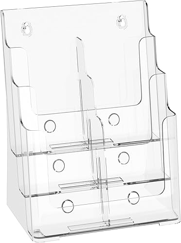 Soporte acrílico para folletos de 3 niveles de 8.5 x 11 pulgadas, organizador de literatura transparente con divisor extraíble para folletos de 4 x disponible en Yaxa Peru