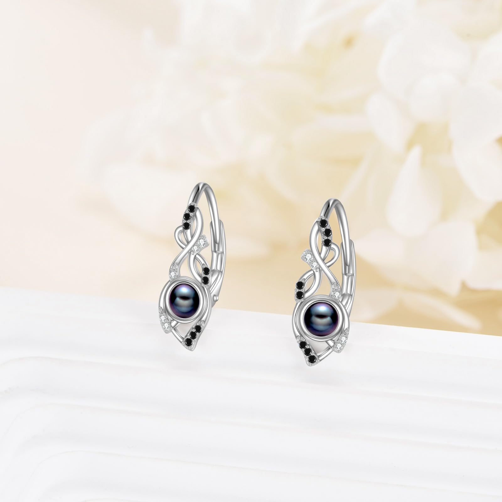 Mondstein/Perle Ohrringe für Damen 925 Sterling Silber Leverback Ohrstecker Tropfen Ohrringer Schmuck Geschenk für Mädchen