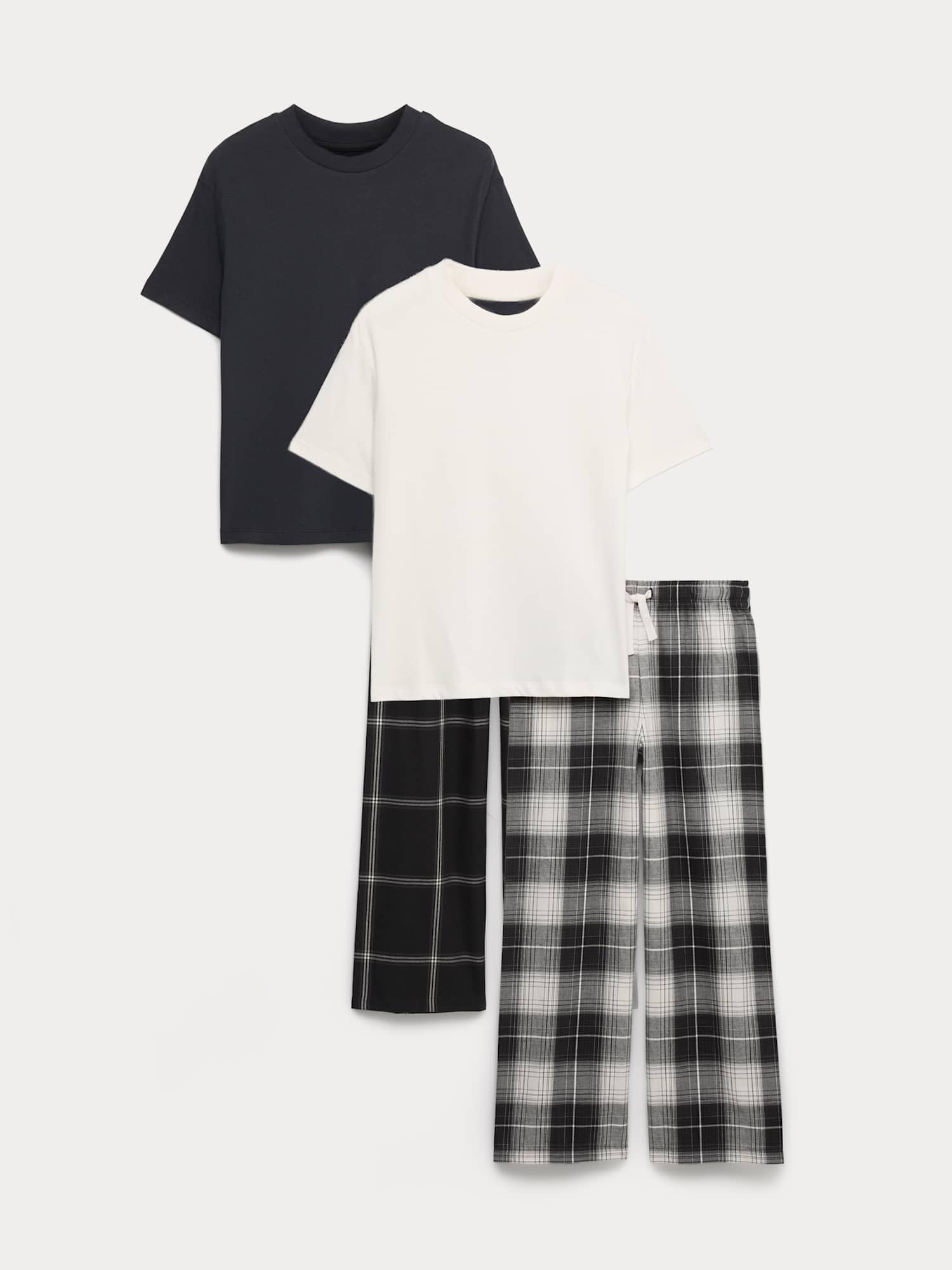 Marks & Spencer Bambini Puro Cotone a Quadri Set Pigiama 2-Pack – Unisex per Bambini e Ragazze – vestibilità Regolare