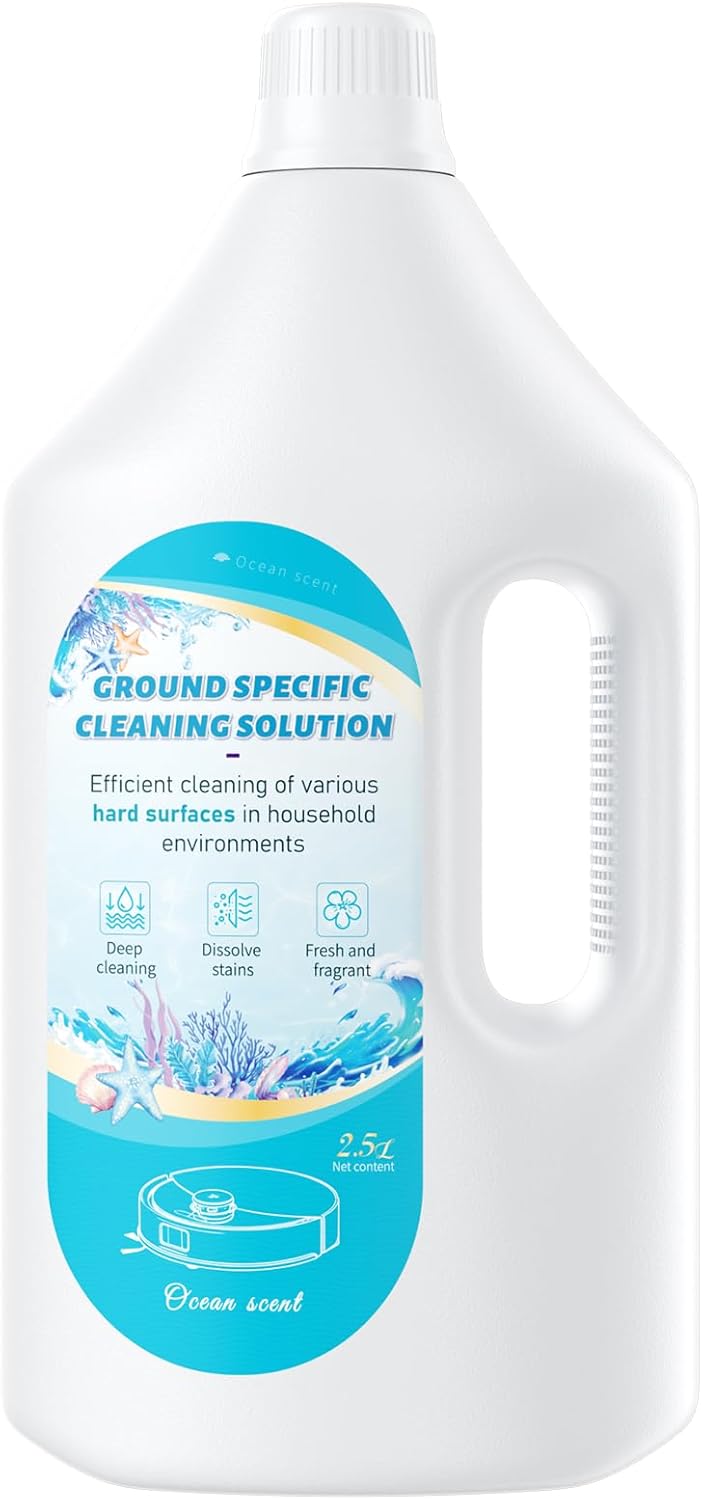 2.5 L Floor Cleaning Solution Ocean Scent, Compatible with Roborock/shark/Bissell/Swiffer Quick Drying Without Residue Suitable for All Robot Vacuums and Wet Dry Dual-Use Vacuum Cleaners