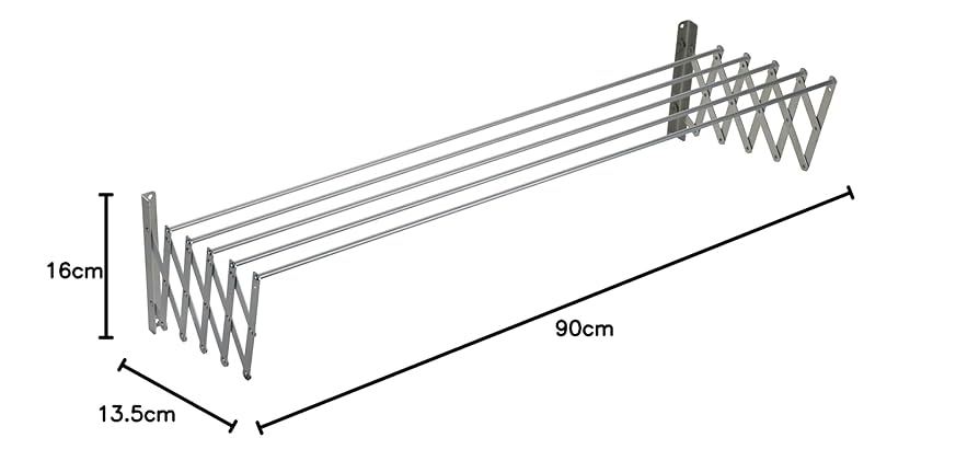 Stendibiancheria A Soffietto Da Parete - Acciaio Inox, 6m Capacit&agrave;, Made In Italy