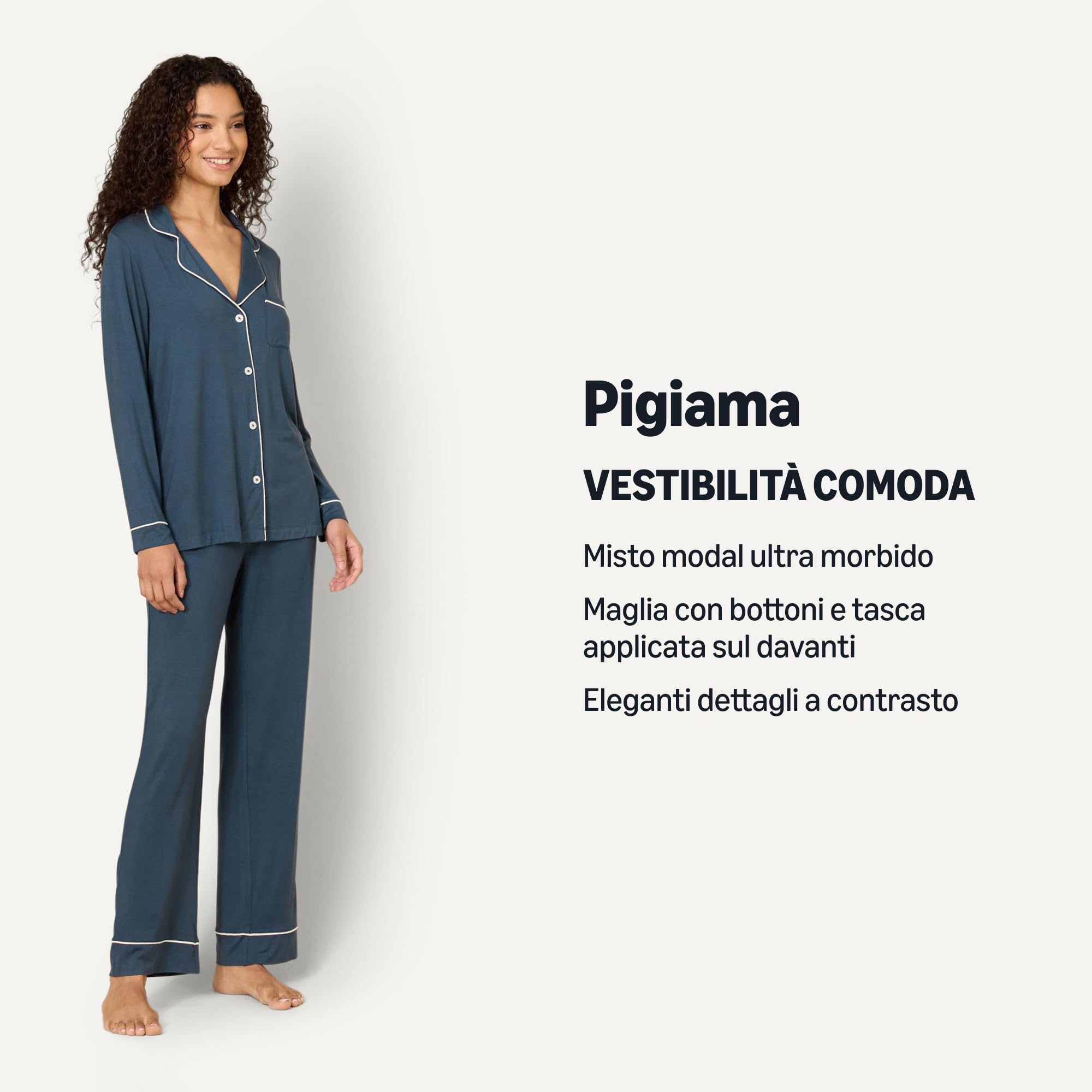 Amazon Essentials x Sofia Grainge Pigiama in Modal Elasticizzato con Pantaloni Lunghi e Maniche Lunghe Donna