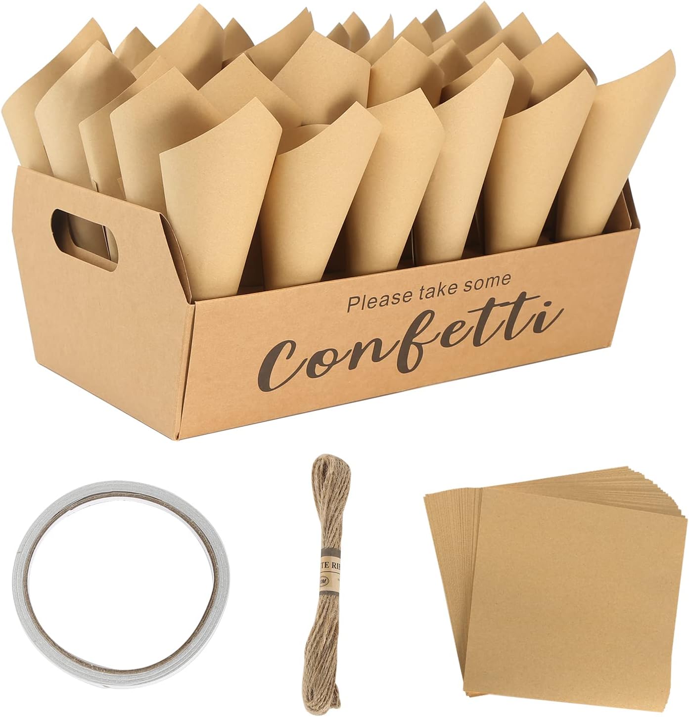 Wedding Kraft Paper Cones, Pack of 32 Confetti Cone Holders Wedding