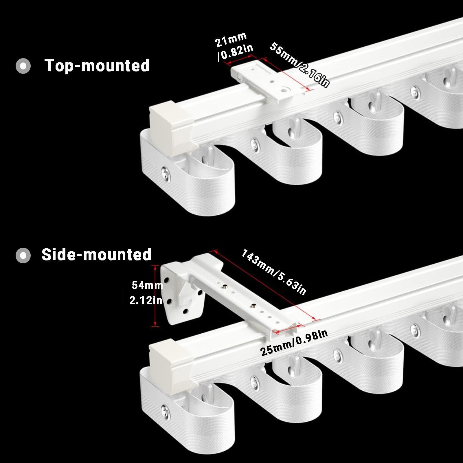 Vorhangschiene 1 Laufig für Wohnwagen Wellenförmig Decken Oder Wandmontage(White-107mm,3.6m(11.8ft))
