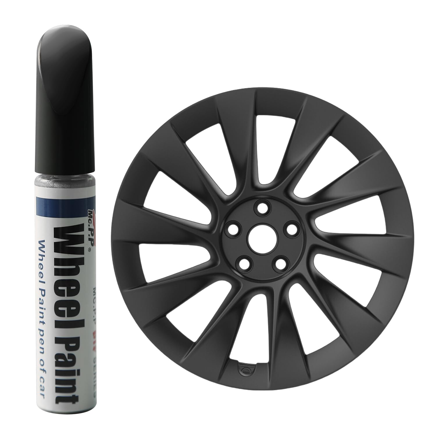 Pintura de retoque para llantas Tesla Model Y LR de inducción 20 pulgadas, negro mate, 15 ml (paquete de 1), formulación especial, impermeable, incluye masilla