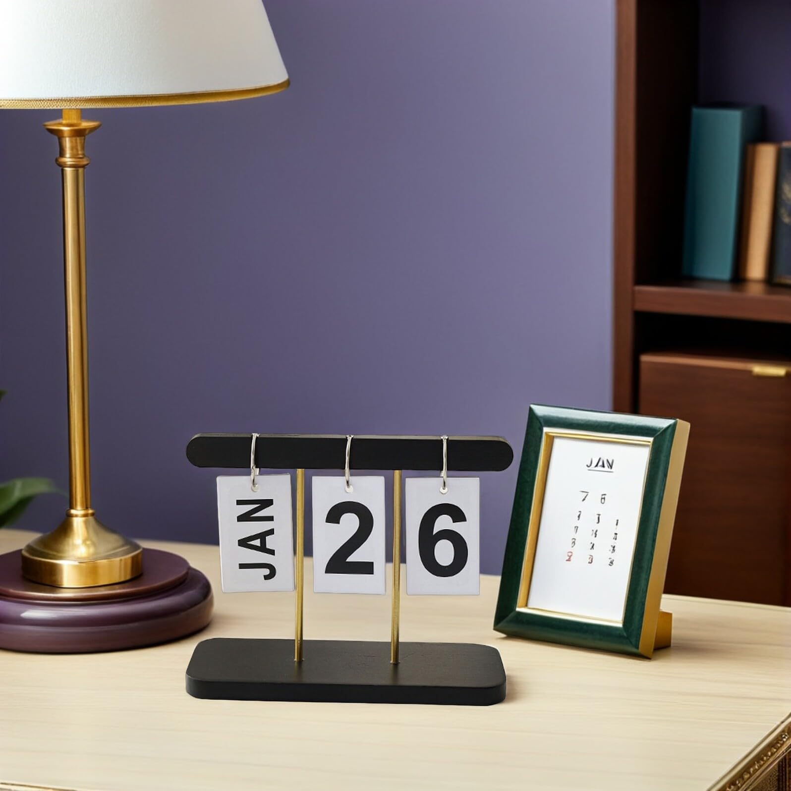 MAGICLULU 2pezzi Calendario da Tavolo in Legno Calendario Continuo Ribalta Data Riutilizzabile Supporto da Tavolo per Ufficio Domestico Pianificazione di Eventi