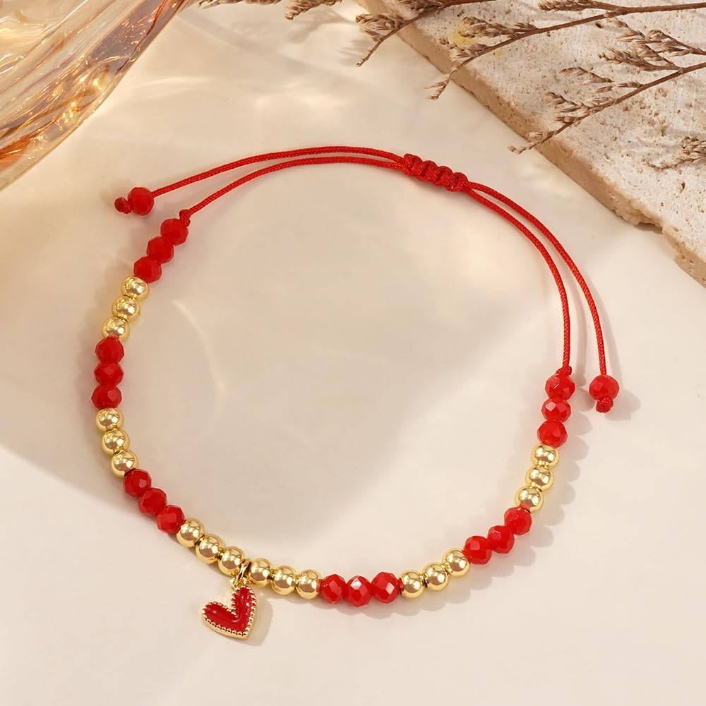 Colorful Heart Gemstone Gold Beaded Handmade Bracelets for Women Adjustable Stone Healing Power Energy Lucky Friendship Holiday Summer Couples Jewelry Gift - Image 3