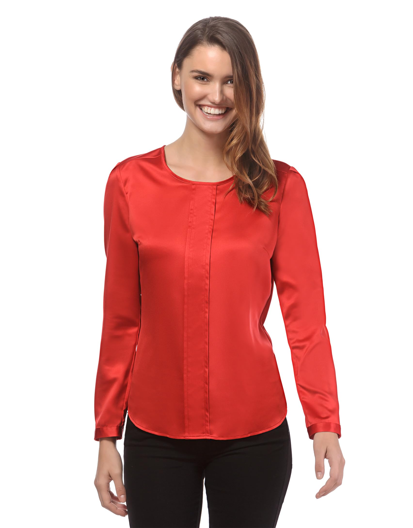 Vincenzo Boretti Bluse, leicht tailliert, Rundhals