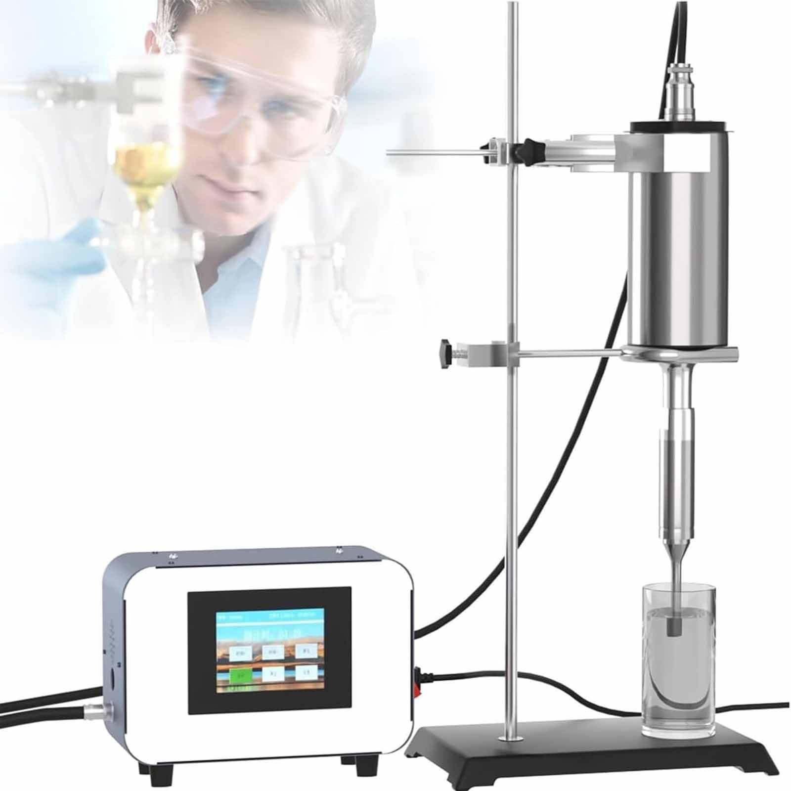 Labor-Homogenisator mit 8 mm Titan-Sonde, 20 kHz Zelldisruptor, 2000 ml Kapazität, 99 Minuten Timer für Emulgierung, Mischen und gleichmäßige Dispersion