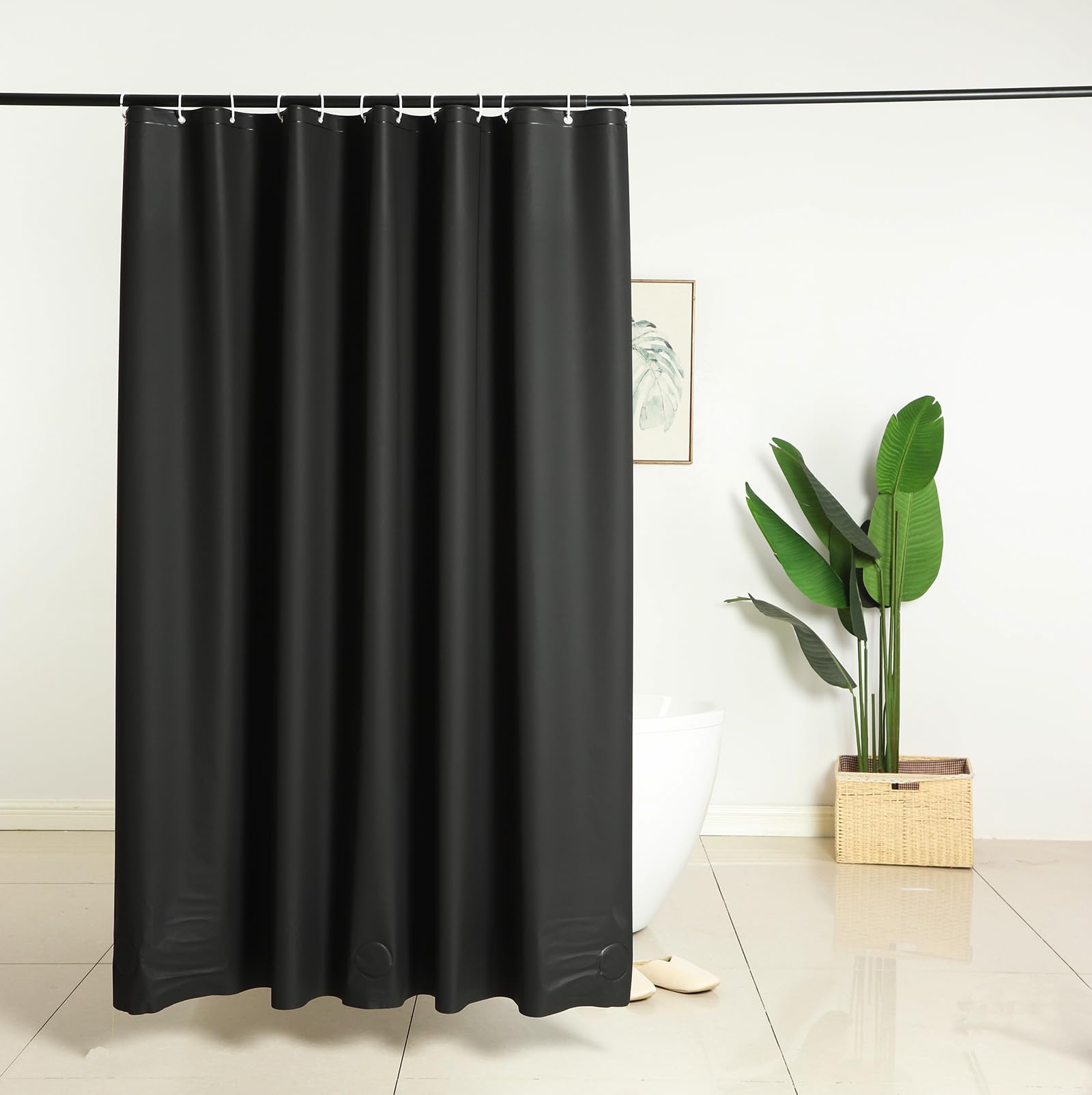 Extra Short Shower Curtain Liner 72x65 inch Plastic Shower Liner, Black