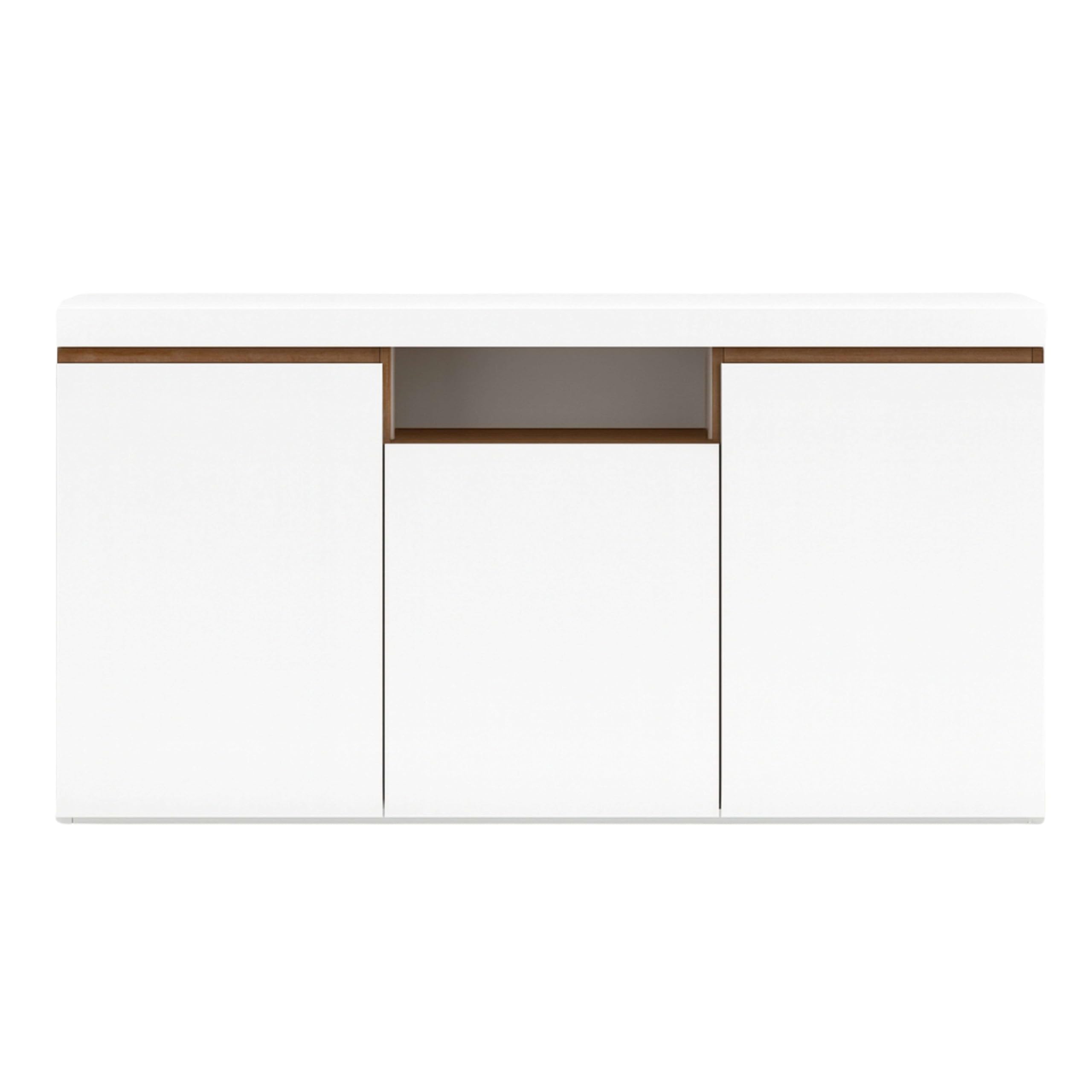 Fabrikit Mueble aparador Elis salón Comedor despacho Color Blanco Mate y Naturale 3 Puertas 1 Hueco 81x140x40 cm