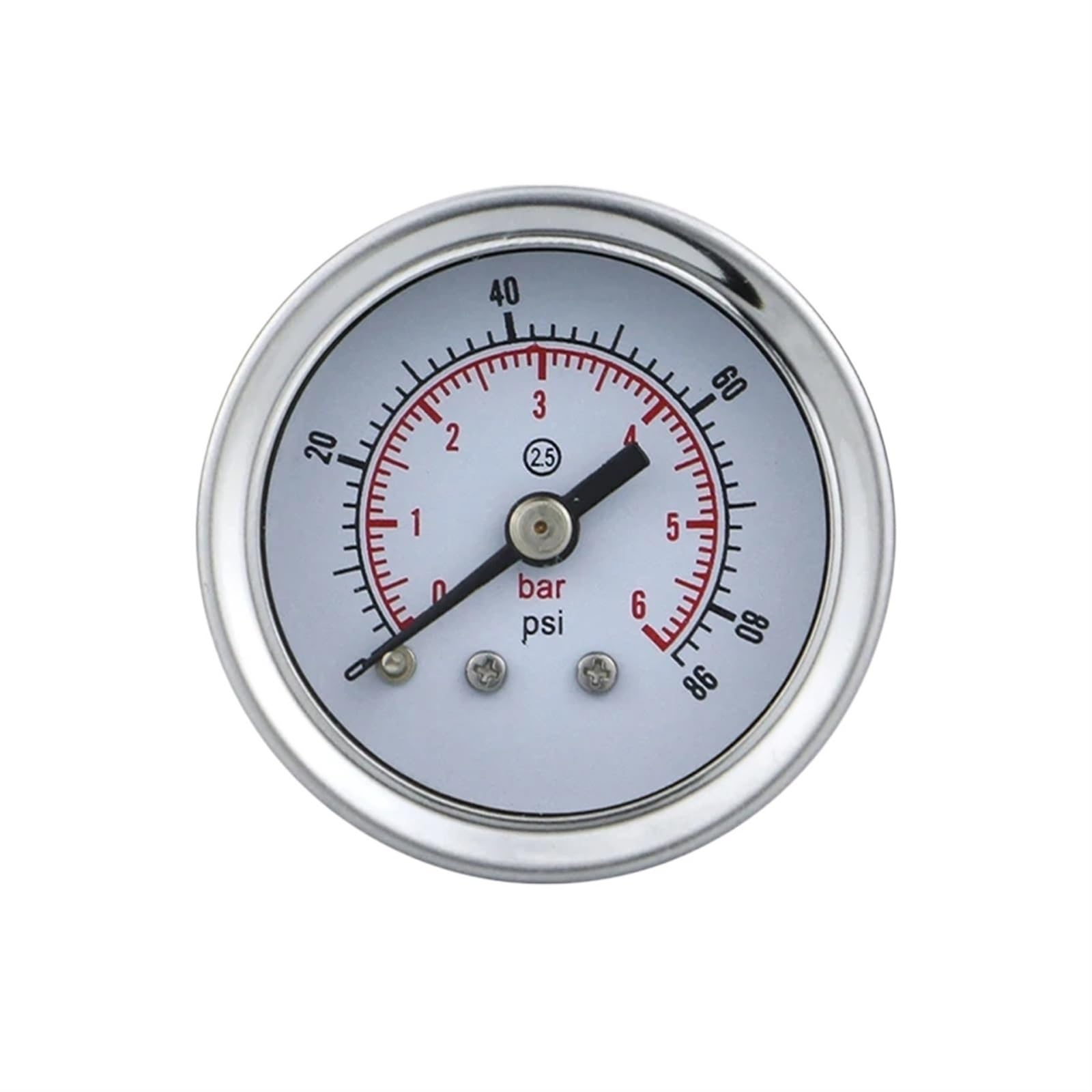 Manómetro de presión de 40 mm, 0-400 Bar/PSI, conexión Trasera, Caja de Acero Inoxidable, Junta de latón, manómetro de Agua y Gas (NPT 1-8,0-6 Bar)