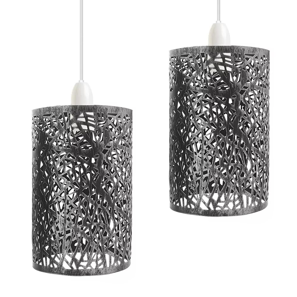 2 Pcs Metal Light Shades Ceiling Pendant Lamp Shade Easy Fit Drum Lampshade